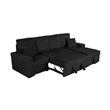 Best Quality Furniture Black Corduroy Fabric 3pc Sectional with Pullout Bed
