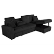Best Quality Furniture Black Corduroy Fabric 3pc Sectional with Pullout Bed