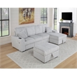Best Quality Furniture Light Gray Corduroy Fabric 4pc Sectional with Pullout Bed