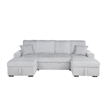 Best Quality Furniture Light Gray Corduroy Fabric 4pc Sectional with Pullout Bed
