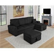 Best Quality Furniture Black Corduroy Fabric 4pc Sectional with Pullout Bed