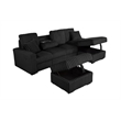 Best Quality Furniture Black Corduroy Fabric 4pc Sectional with Pullout Bed