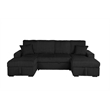 Best Quality Furniture Black Corduroy Fabric 4pc Sectional with Pullout Bed