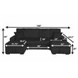 Best Quality Furniture Black Corduroy Fabric 4pc Sectional with Pullout Bed