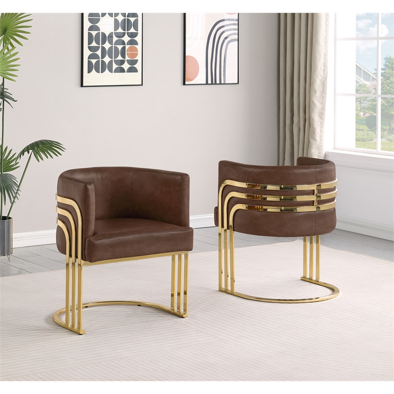 Best Quality Furniture Brown Mocha Faux Leather Leathaire Single Accent Chair