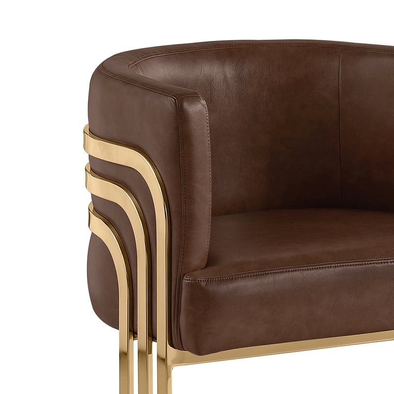 Best Quality Furniture Brown Mocha Faux Leather Leathaire Single Accent Chair