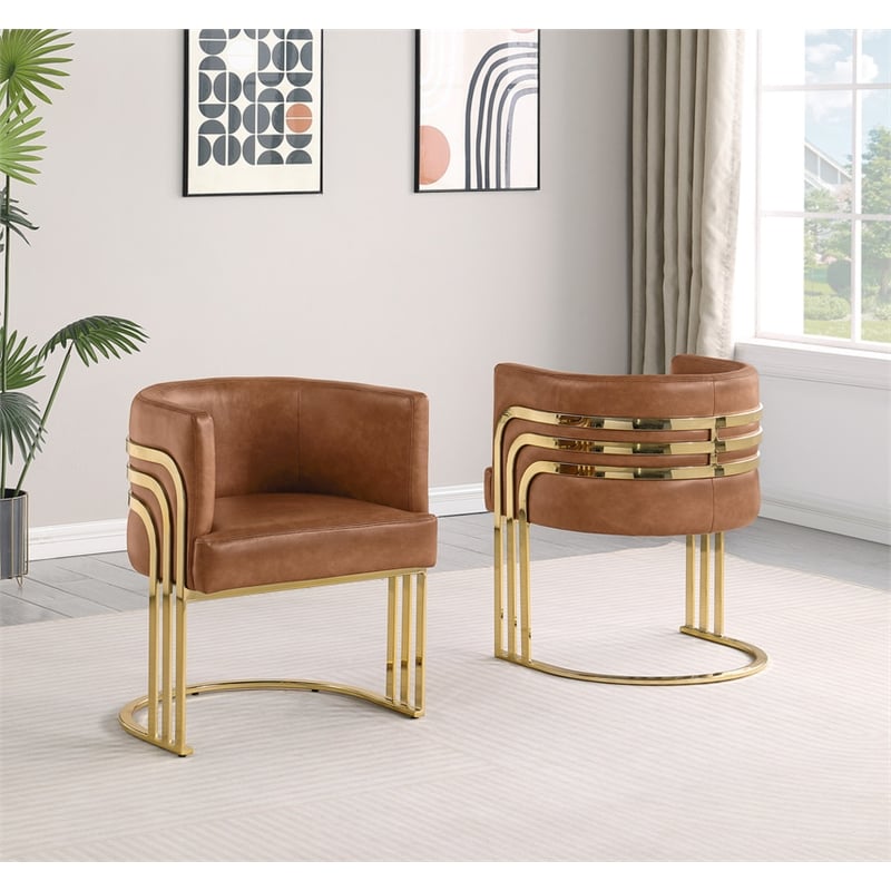 Best Quality Furniture Brown Toffee Faux Leather Leathaire Single Accent Chair