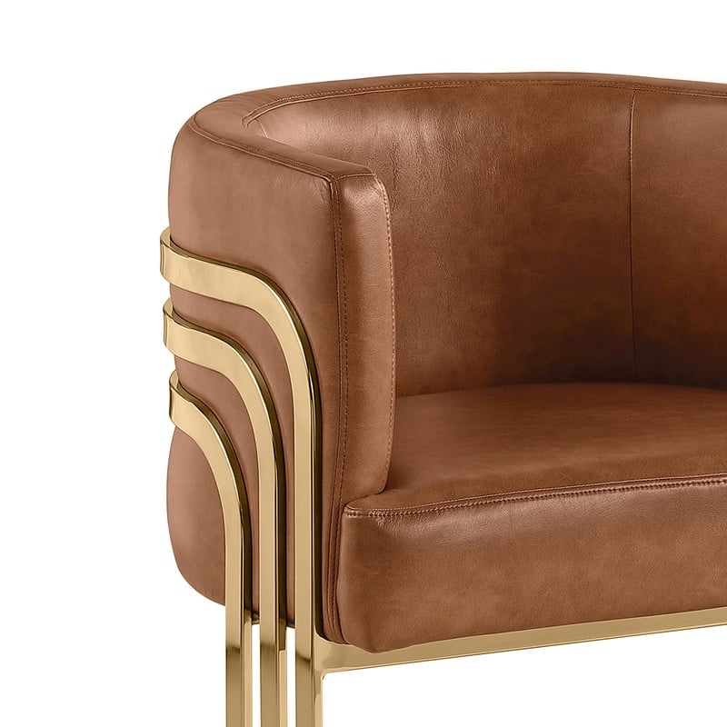Best Quality Furniture Brown Toffee Faux Leather Leathaire Single Accent Chair
