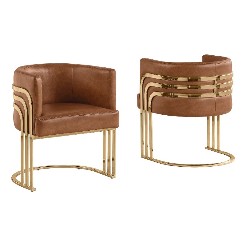 Best Quality Furniture Brown Toffee Faux Leather Leathaire Single Accent Chair