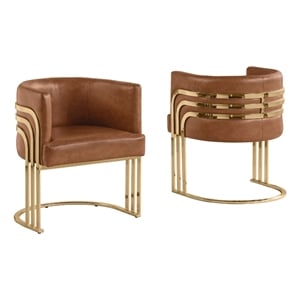 Best Quality Furniture Brown Toffee Faux Leather Leathaire Single Accent Chair