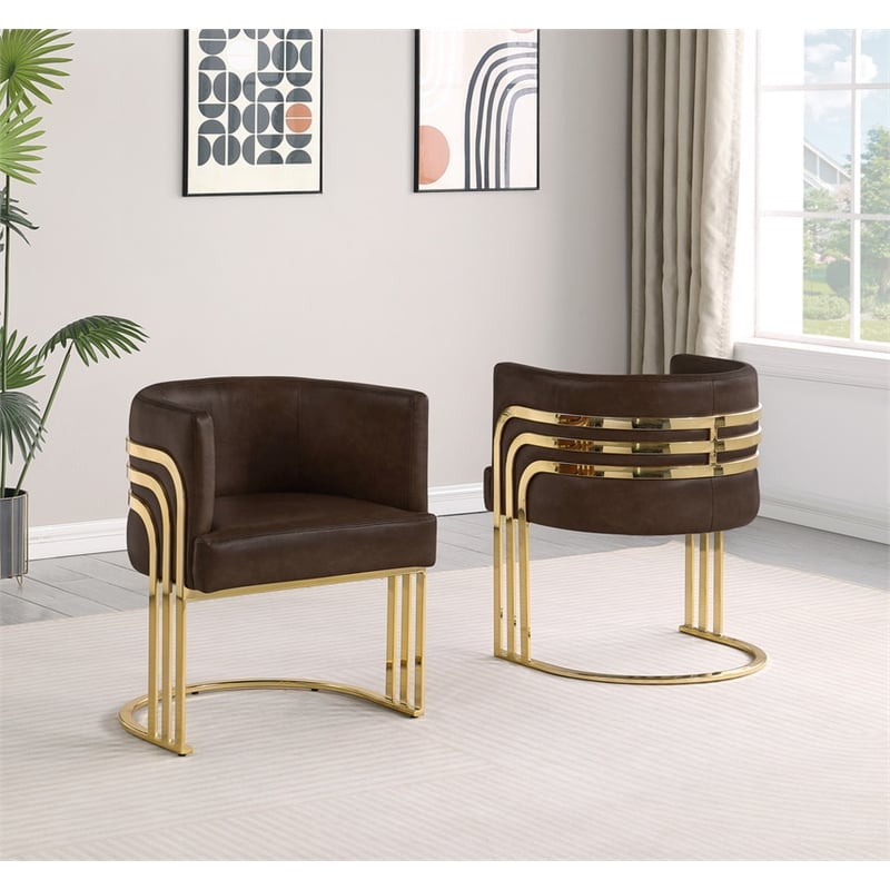 Best Quality Furniture Brown Espresso Faux Leather Leathaire Single Accent Chair