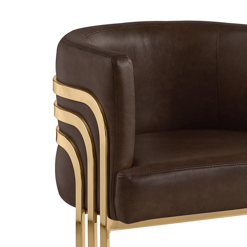 Best Quality Furniture Brown Espresso Faux Leather Leathaire Single Accent Chair