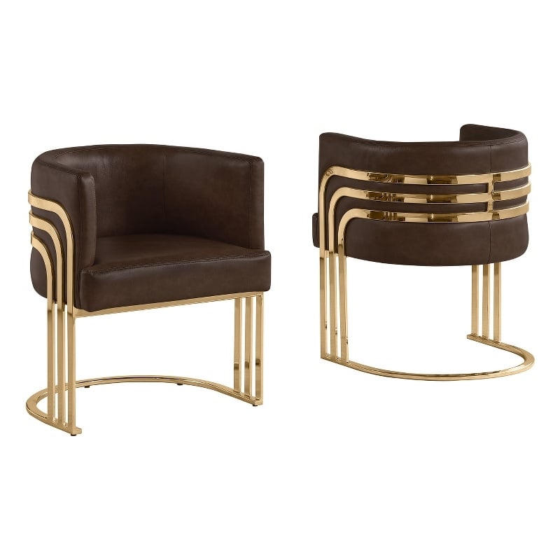 Best Quality Furniture Brown Espresso Faux Leather Leathaire Single Accent Chair