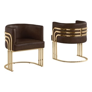 Best Quality Furniture Brown Espresso Faux Leather Leathaire Single Accent Chair