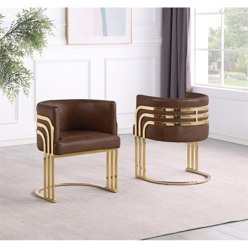 Best Quality Furniture Brown Mocha Faux Leather Leathaire Double Side Chairs