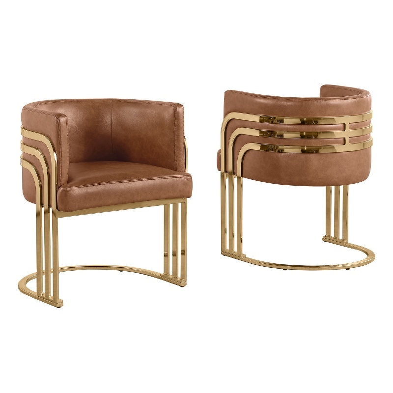Best Quality Furniture Brown Toffee Faux Leather Leathaire Double Side Chairs