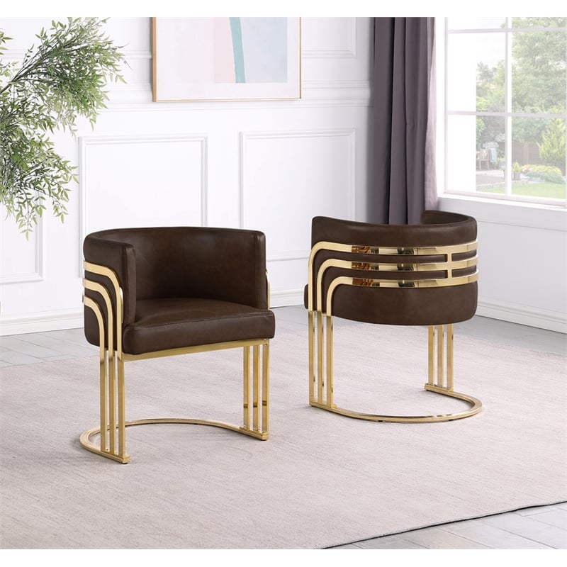 Best Quality Furniture Brown Espresso Faux Leather Leathaire Double Side Chairs
