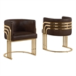 Best Quality Furniture Brown Espresso Faux Leather Leathaire Double Side Chairs