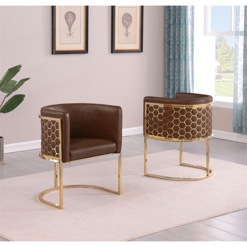 Best Quality Furniture Brown Mocha Faux Leather Leathaire Double Side Chairs