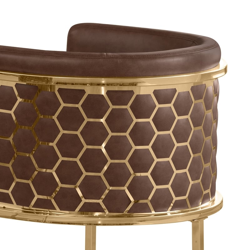 Best Quality Furniture Brown Mocha Faux Leather Leathaire Double Side Chairs