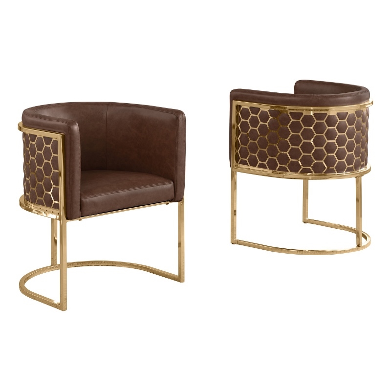 Best Quality Furniture Brown Mocha Faux Leather Leathaire Double Side Chairs