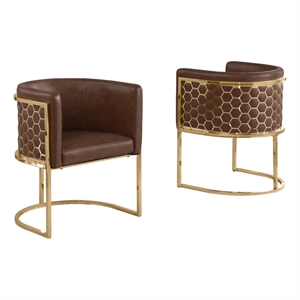 Best Quality Furniture Brown Mocha Faux Leather Leathaire Double Side Chairs