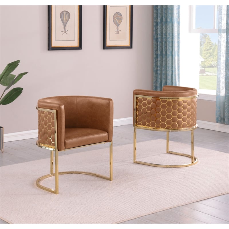 Best Quality Furniture Brown Toffee Faux Leather Leathaire Double Side Chairs