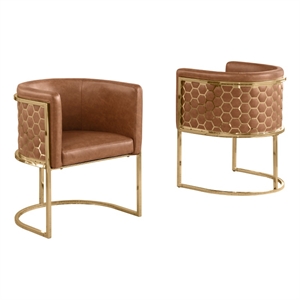 Best Quality Furniture Brown Toffee Faux Leather Leathaire Double Side Chairs