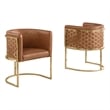 Best Quality Furniture Brown Toffee Faux Leather Leathaire Double Side Chairs
