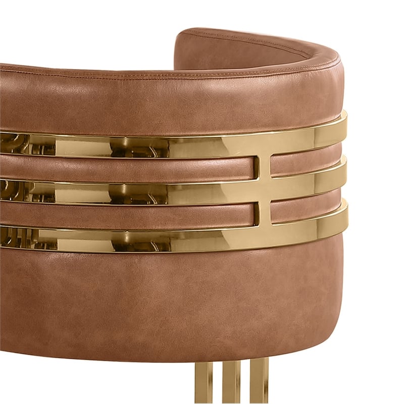 Best Quality Furniture Brown Toffee Faux Leather Leathaire Counter Stools