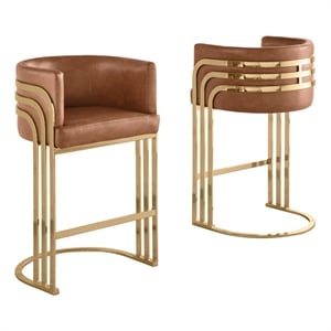 Best Quality Furniture Brown Toffee Faux Leather Leathaire Counter Stools