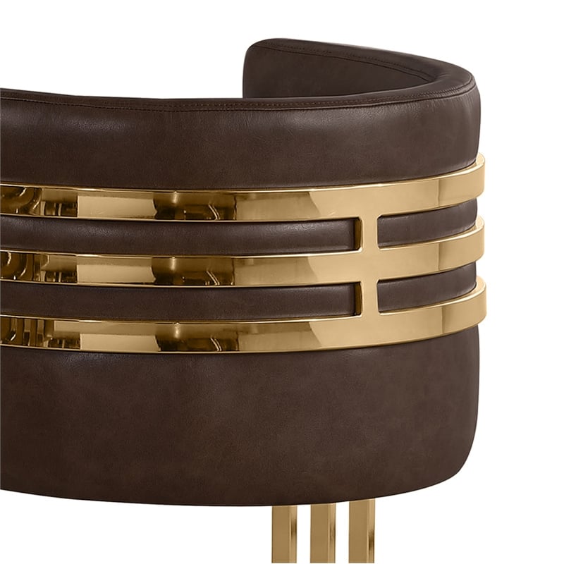 Best Quality Furniture Brown Espresso Faux Leather Leathaire Counter Stools