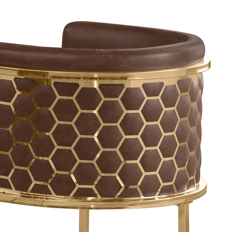 Best Quality Furniture Brown Mocha Faux Leather Leathaire Counter Stools