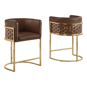 Best Quality Furniture Brown Mocha Faux Leather Leathaire Counter Stools