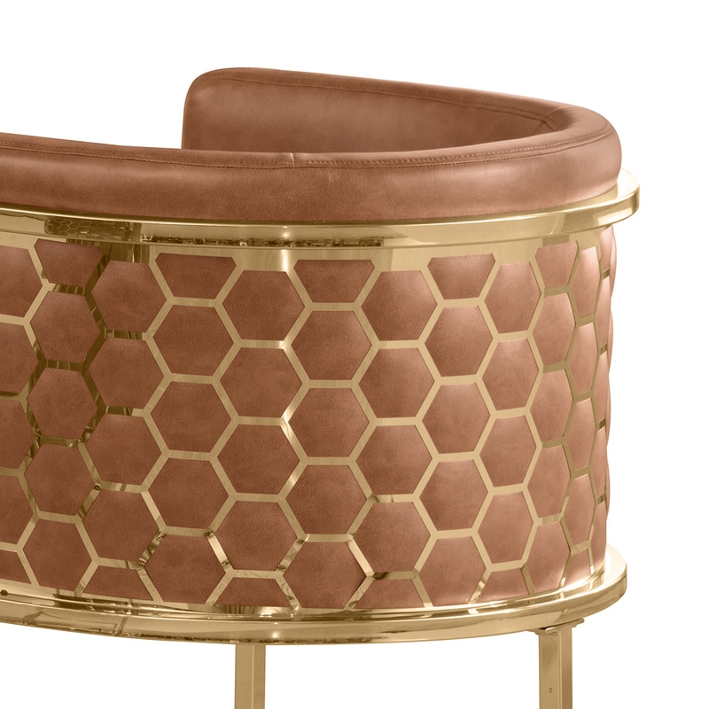 Best Quality Furniture Brown Toffee Faux Leather Leathaire Counter Stools