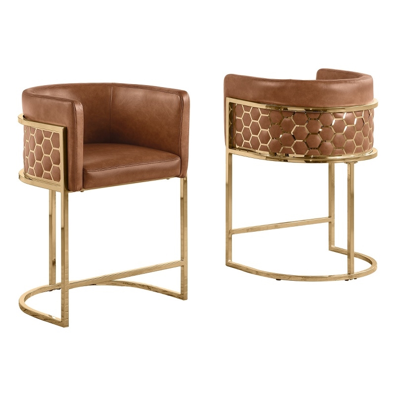Best Quality Furniture Brown Toffee Faux Leather Leathaire Counter Stools