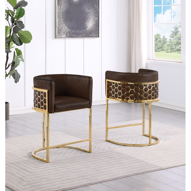 Best Quality Furniture Brown Espresso Faux Leather Leathaire Counter Stools