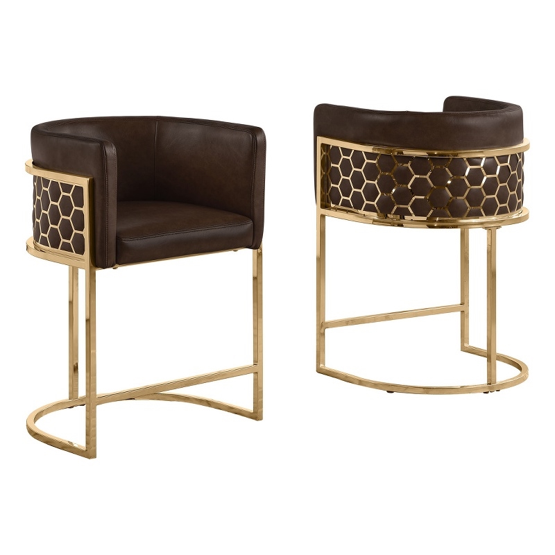 Best Quality Furniture Brown Espresso Faux Leather Leathaire Counter Stools
