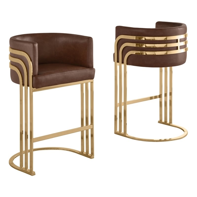 Best Quality Furniture Brown Mocha Faux Leather Leathaire Bar Stools