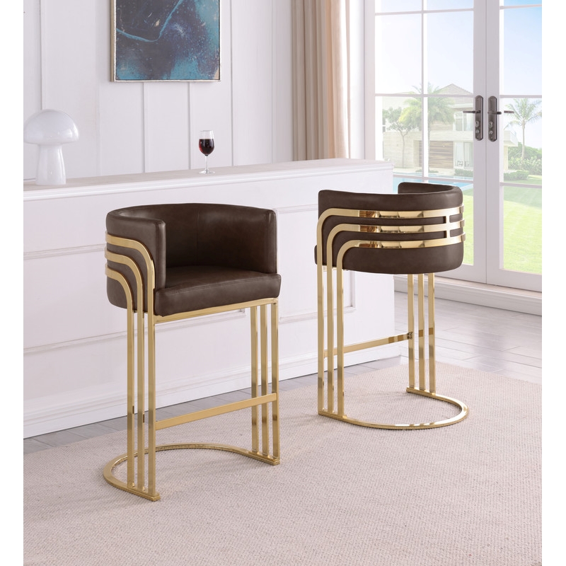 Best Quality Furniture Brown Espresso Faux Leather Leathaire Bar Stools