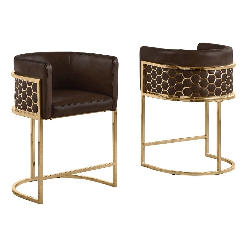 Best Quality Furniture Brown Espresso Faux Leather Leathaire Bar Stool