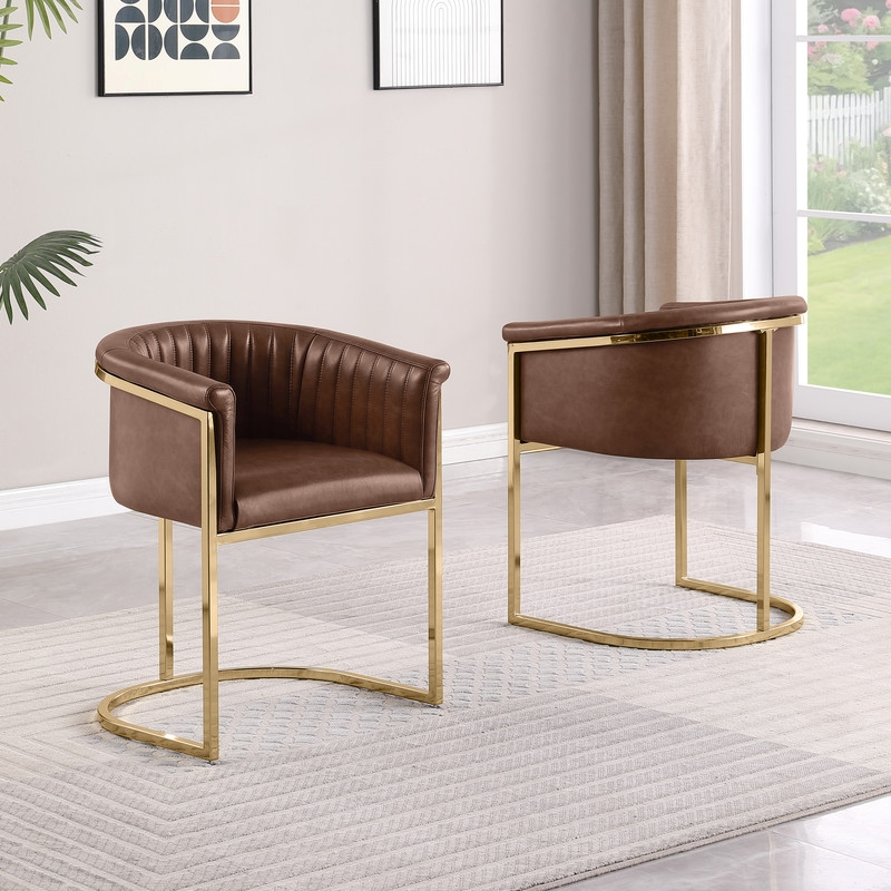 Best Quality Furniture Faux Leather Leathaire Dining Chairs in Mocha Brown