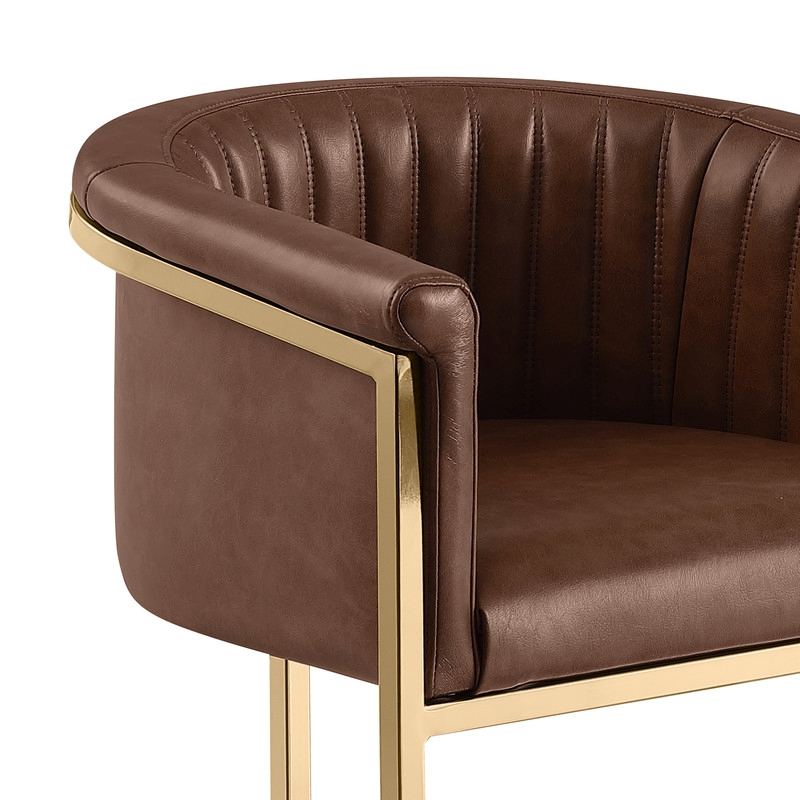 Best Quality Furniture Faux Leather Leathaire Dining Chairs in Mocha Brown