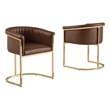 Best Quality Furniture Faux Leather Leathaire Dining Chairs in Mocha Brown