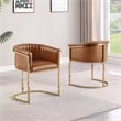 Best Quality Furniture Faux Leather Leathaire Dining Chairs in Toffee Brown