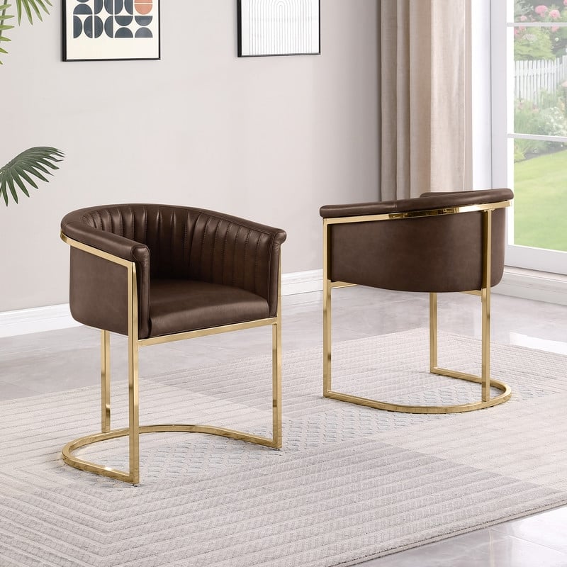 Best Quality Furniture Faux Leather Leathaire Dining Chairs in Espresso Brown