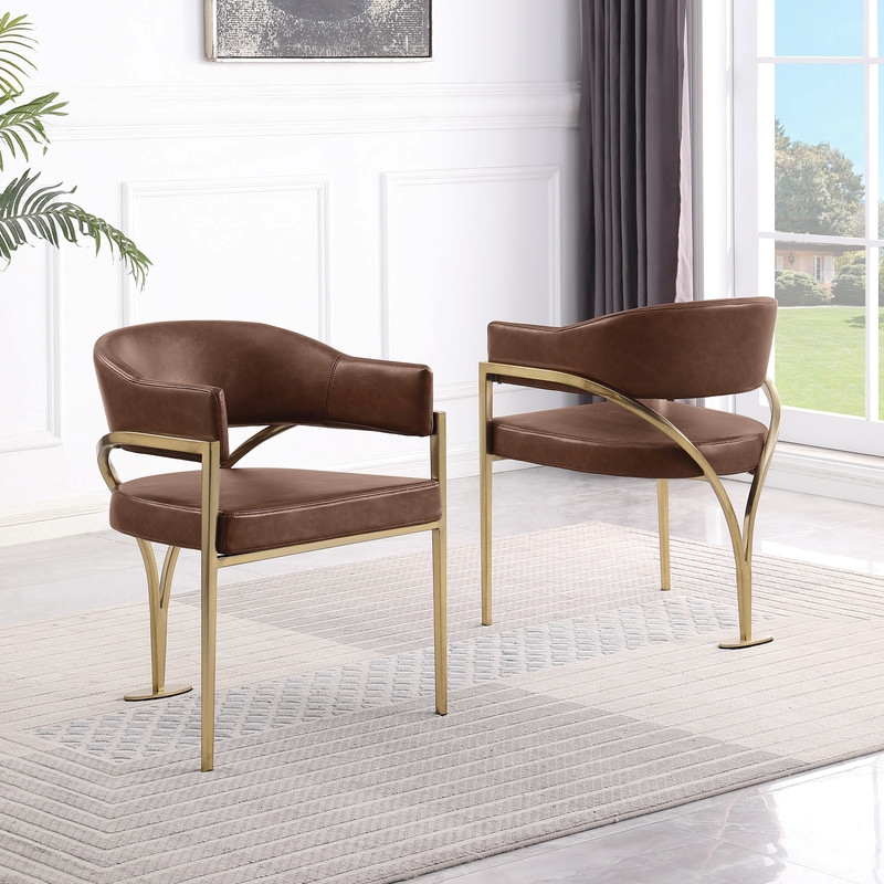 Best Quality Furniture Faux Leather Leathaire Dining Chairs in Mocha Brown