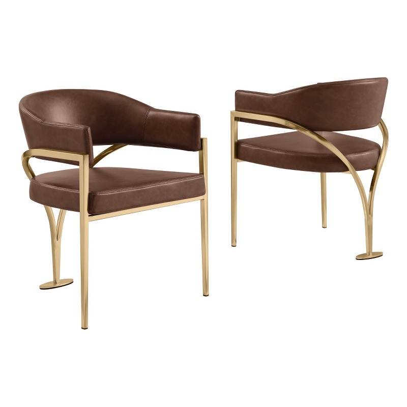 Best Quality Furniture Faux Leather Leathaire Dining Chairs in Mocha Brown