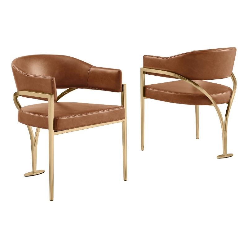 Best Quality Furniture Faux Leather Leathaire Dining Chairs in Toffee Brown