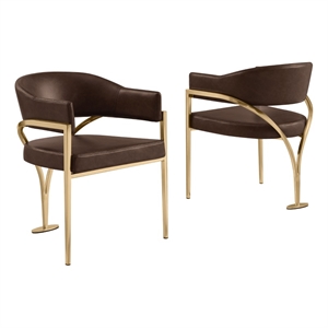 Best Quality Furniture Faux Leather Leathaire Dining Chairs in Espresso Brown